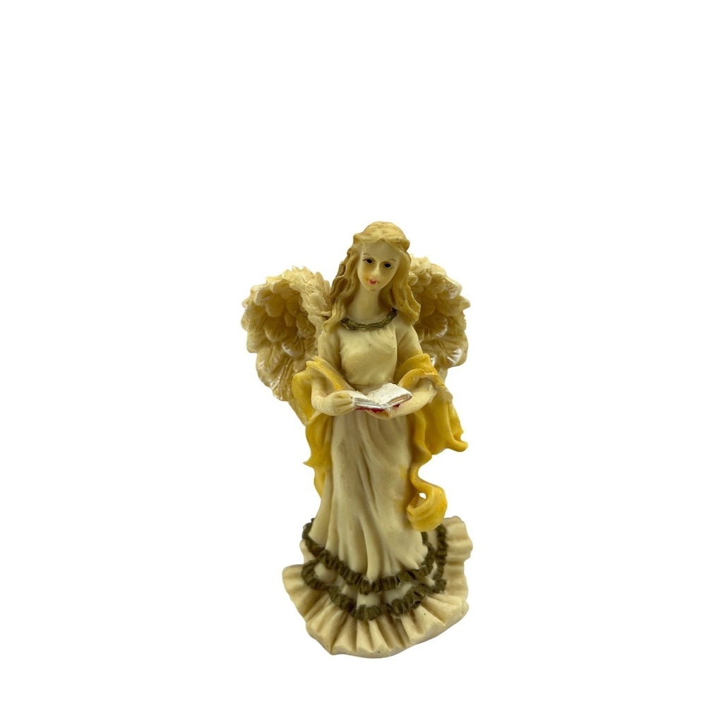 K's Collection Angel Figurine Reading Book Cream Gold Resin Statue 833988 OSS L9
